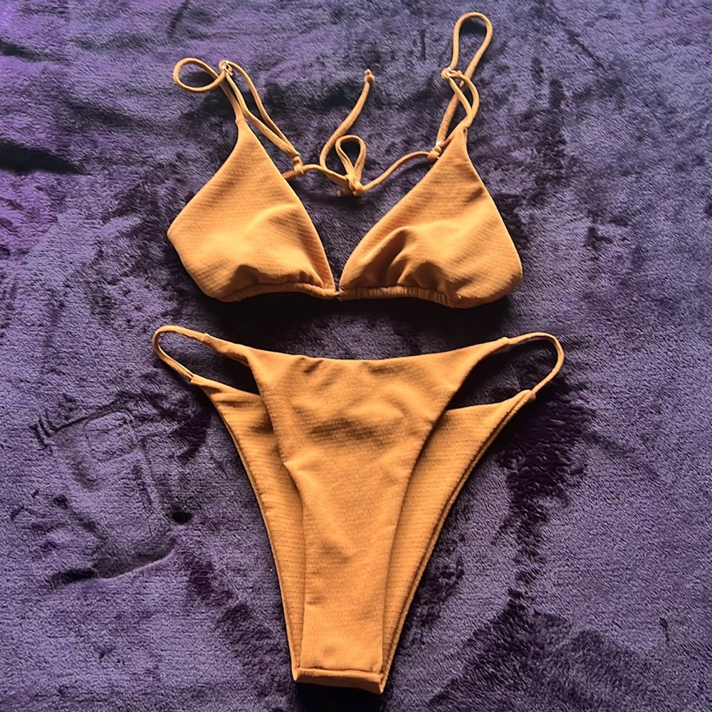 Camel-colored bikini set